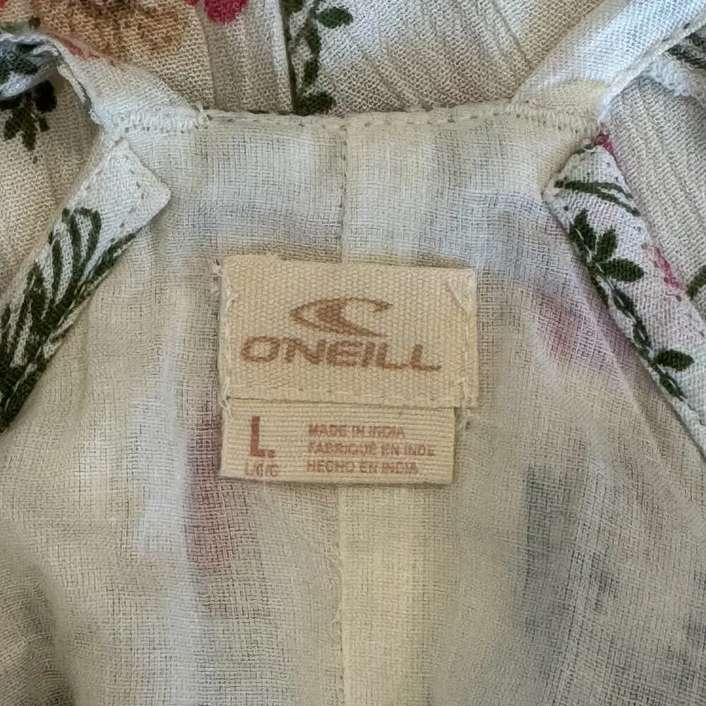 NWT O'Neill Ashley Floral High-Low Dress Girls L White Sundress Cotton Lined